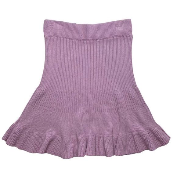 Free‎ People Short Mini Skirt Womens MEDIUM Lilac Purple Rib Stretchy Flare NEW - Picture 4 of 10